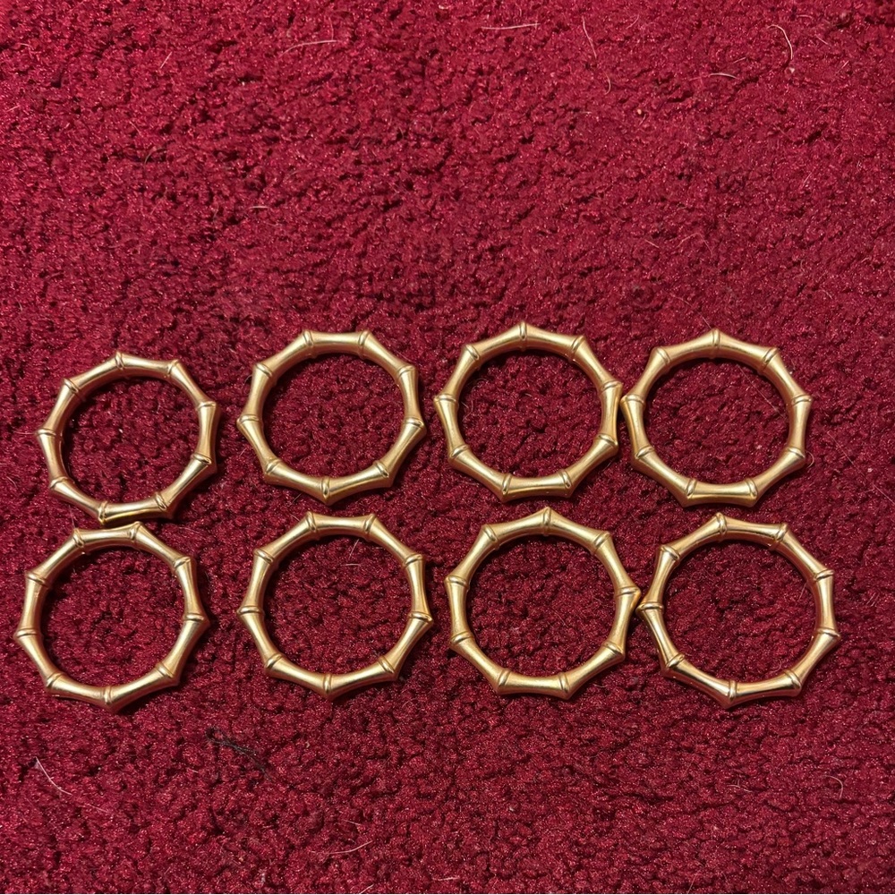 BAMBOO GOLD TONE  SET IF 8 NAPKIN HOLDERS NWOT DECOR DINING KITCHEN LINENS